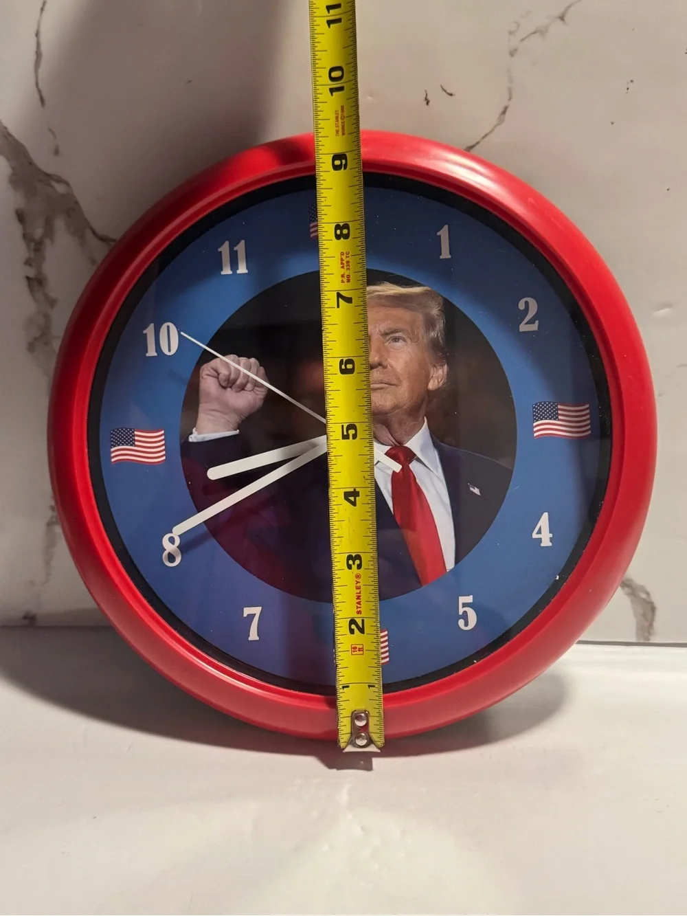 Blue Patriotic Talking Wall Clock with American Flag Accents